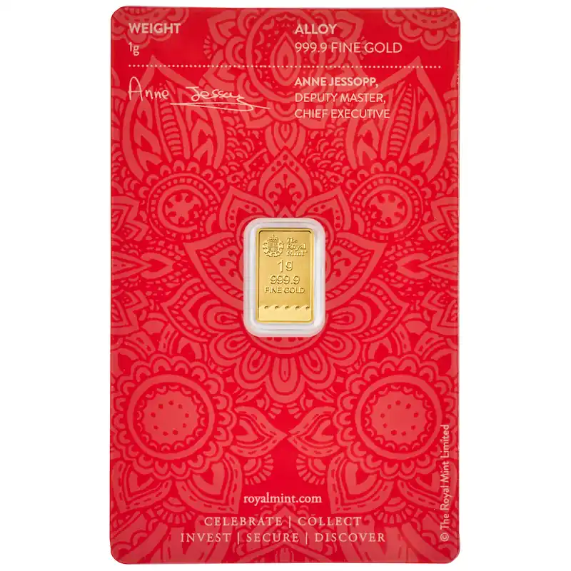 1 Gramm Goldbarren | Royal Mint Henna Geschenkbarren Super-Preis