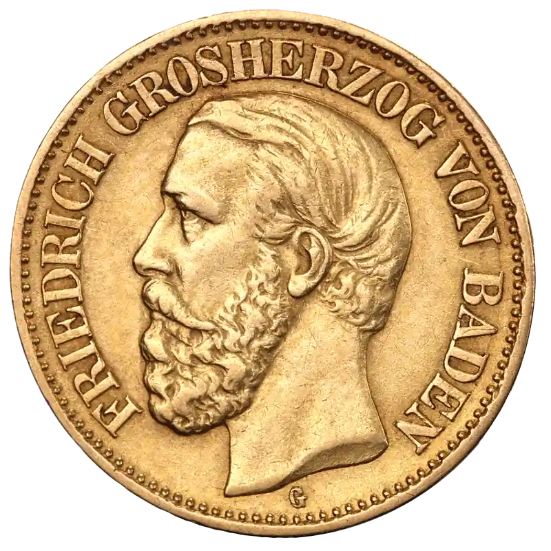10 Mark Großherzog Friedrich I. Goldmünze | Baden | 1872-1888 Hochwertig