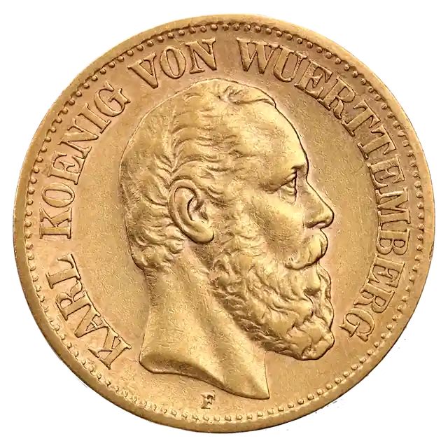 10 Mark König Karl Goldmünze | 1864-1891 Top-Seller