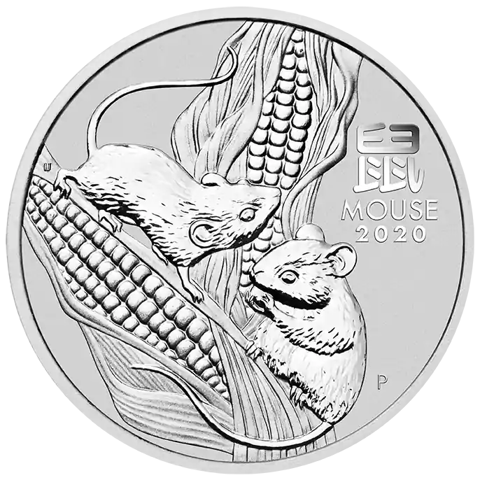 Weltweiter Versand Lunar III Maus 2 Unzen Silbermünze 2020 | differenzbesteuert