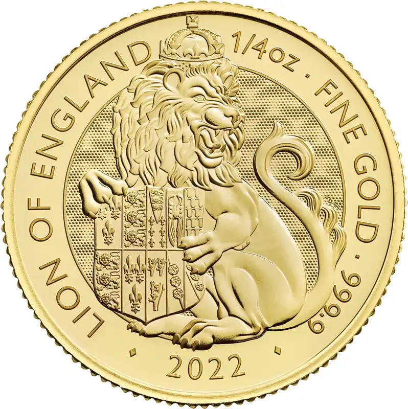 Zertifiziert Tudor Beasts Lion of England 1/4 Unze Goldmünze 2022