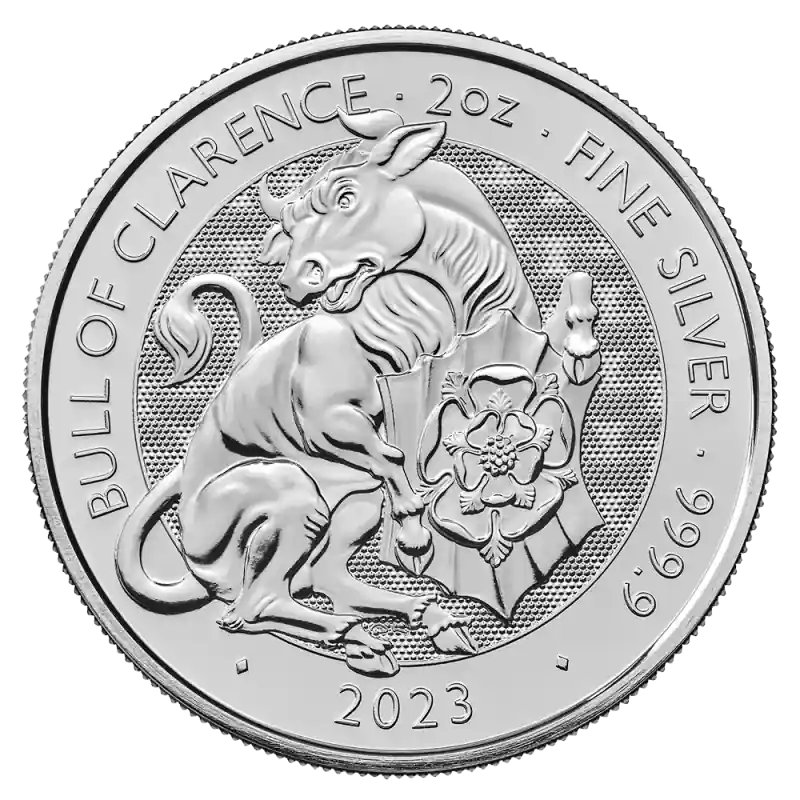 Versand Am Gleichen Tag Tudor Beasts The Bull of Clarence 2 Unzen Silbermünze 2023 | differenzbesteuert