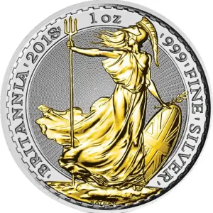 Kostenfreie Lieferung 1 Unze Silbermünze Britannia 2011 teilvergoldet