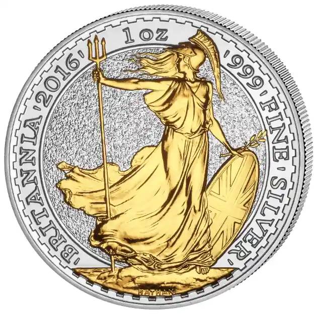1 Unze Silbermünze Britannia 2016 teilvergoldet Bestpreis