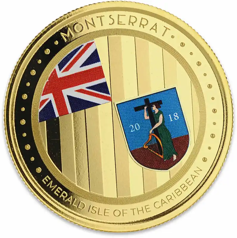 Limited Edition 1 Unze Goldmünze EC8 Montserrat - Emerald Isle of the Caribbean - coloriert