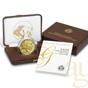 Echt 1 Unze Goldmünze American Buffalo 2020 polierte Platte