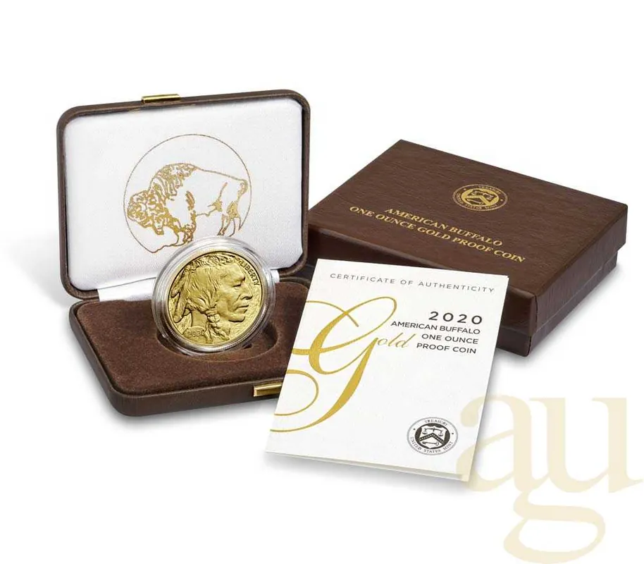 Echt 1 Unze Goldmünze American Buffalo 2020 polierte Platte