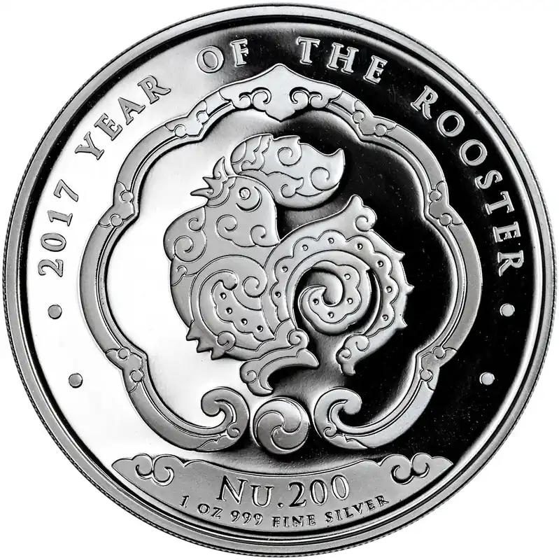 Preis Gesenkt 1 Unze Silbermünze Kingdom of Bhutan Lunar Hahn 2017
