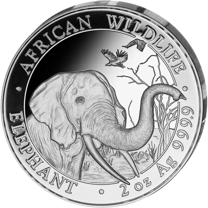 Expressversand 2 Unzen Silbermünze Somalia Elefant 2018