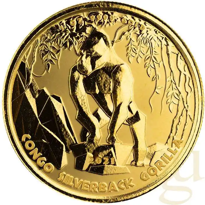 1 Unze Goldmünze Kongo Gorilla 2021 Preiswert