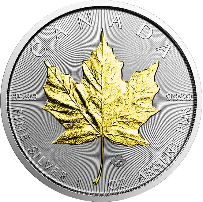 1 Unze Silbermünze Maple Leaf 2019 teilvergoldet Saisonangebot