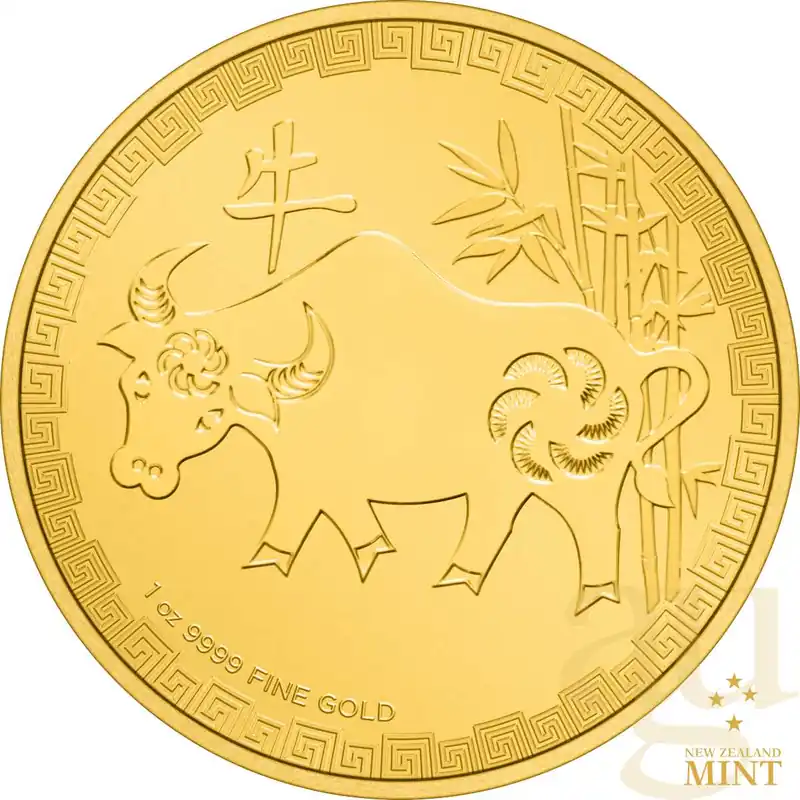 1 Unze Goldmünze Niue Lunar Ochse 2021 Geprüft