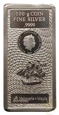 100 Gramm Silber Cook Islands Münzbarren 2021 Handgefertigt