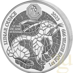 1 Unze Silbermünze Ruanda Lunar Hase 2023 - polierte Platte Jetzt Kaufen