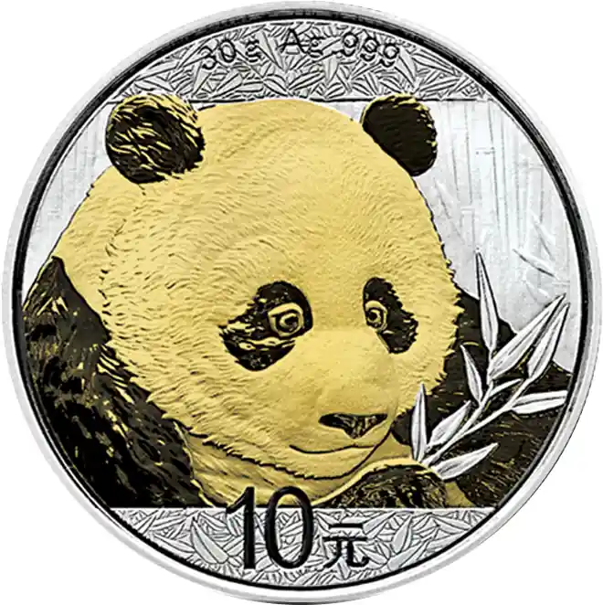 Finale Aktion 30g Silbermünze China Panda 2018 teilvergoldet