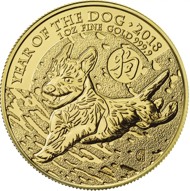 Must-Have 1 Unze Goldmünze Lunar UK Hund 2018