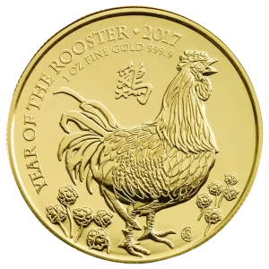 Weltweiter Versand 1 Unze Goldmünze Lunar UK Hahn 2017