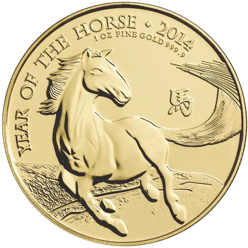 1 Unze Goldmünze Lunar UK Pferd 2014 Großhandel