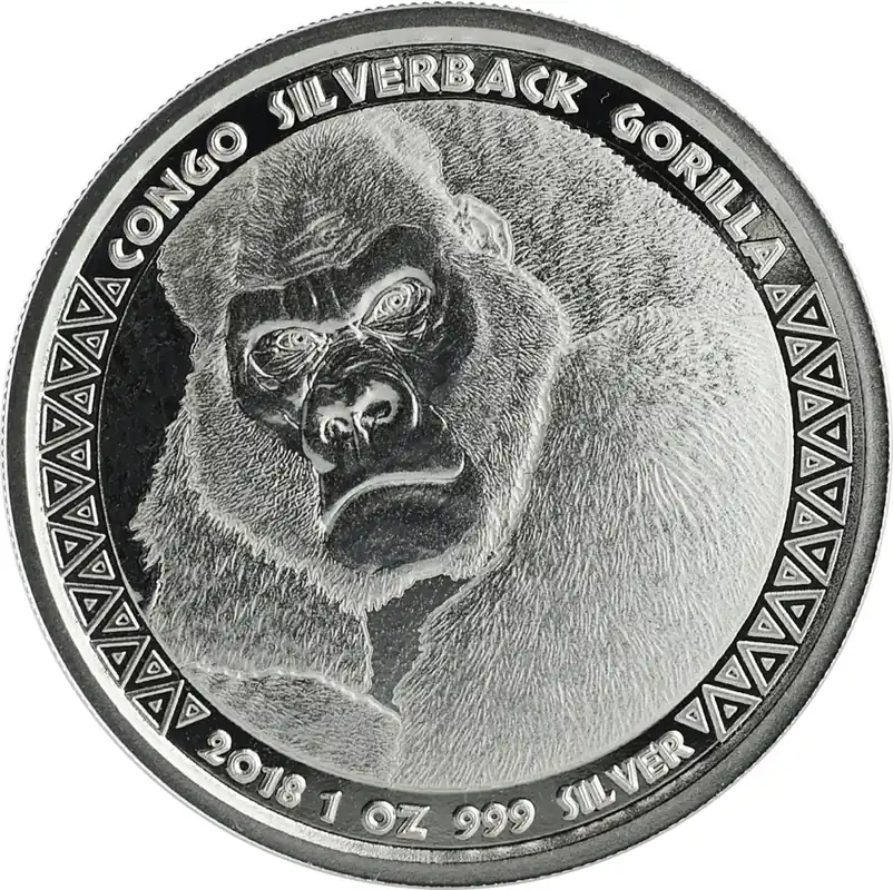 1 Unze Silbermünze Afrika Kongo Silberrücken Gorilla 2018 Nur Heute