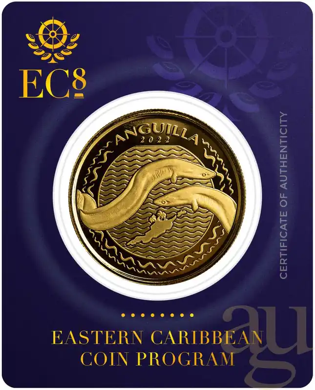 Neu Im Sortiment 1 Unze Goldmünze EC8 Anguilla - Eel 2022