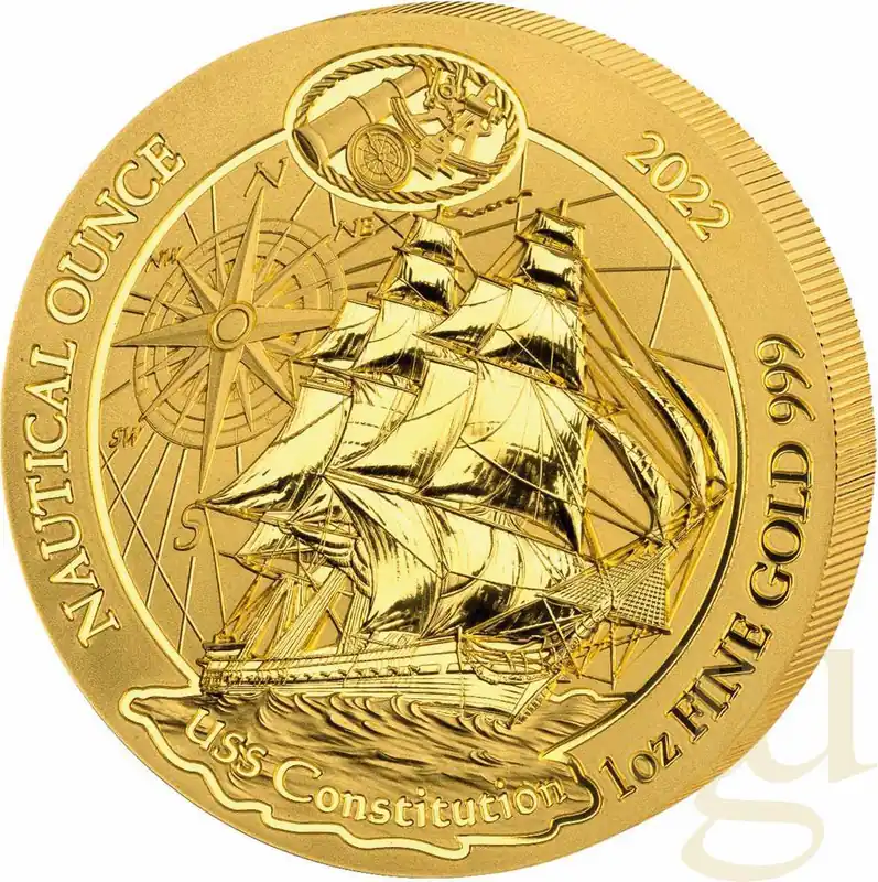 Geld-Zurück-Garantie 1 Unze Goldmünze Ruanda Nautical Serie - USS Constitution 2022