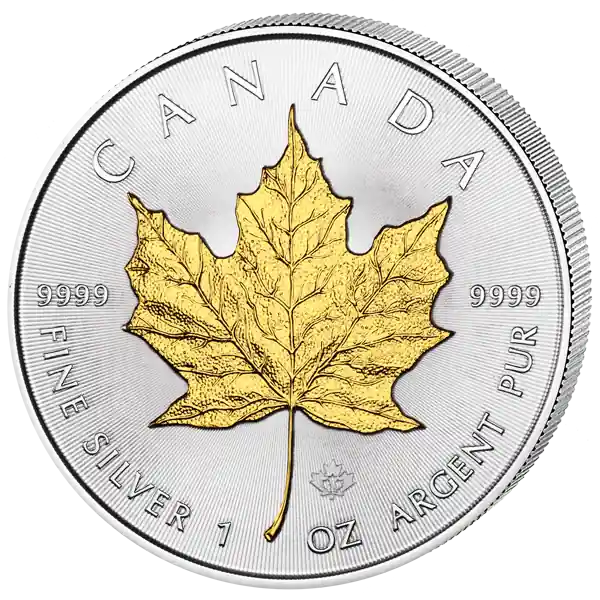 1 Unze Silbermünze Maple Leaf 2010 teilvergoldet Markenware