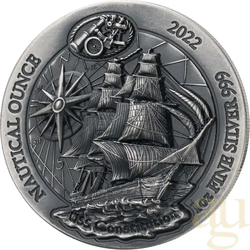 1 Unzen Silbermünze Ruanda Nautical Serie - USS Constitution 2022 - High Relief Abverkauf