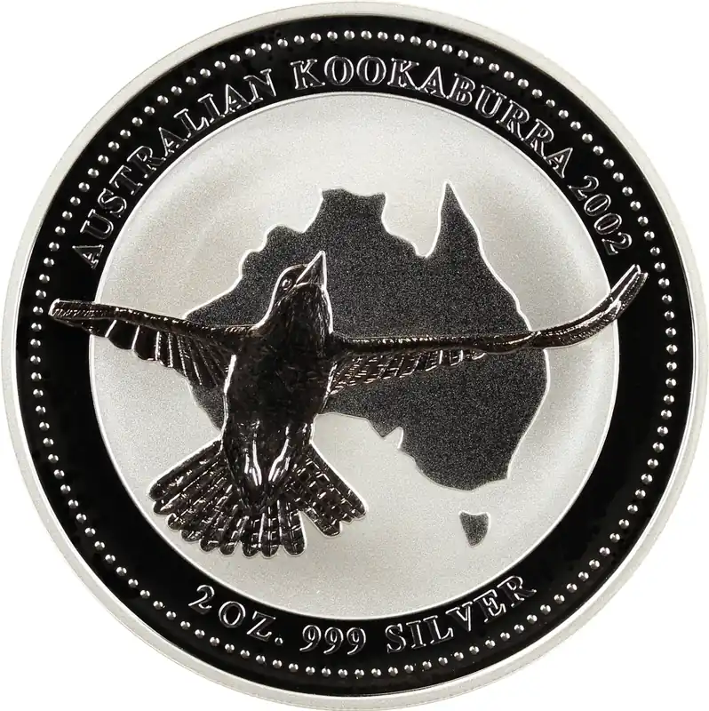 Ab Werk 2 Unzen Silbermünze Australien Kookaburra 2002
