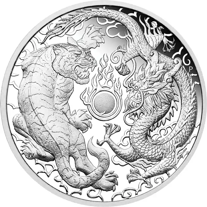 Hochwertig 1 Unze Silbermünze Australien Drache & Tiger 2019 - polierte Platte