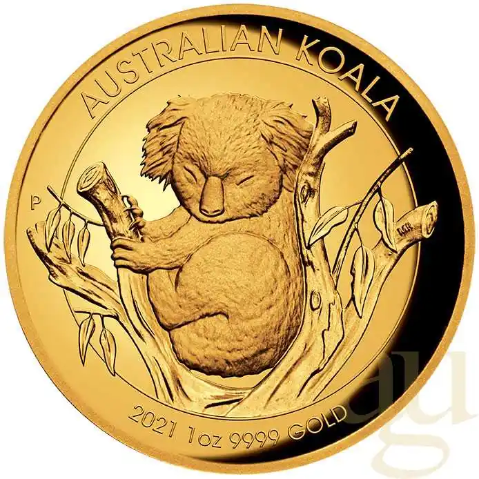 1 Unze Goldmünze Australien Koala 2021 polierte Platte - High Relief Markenware