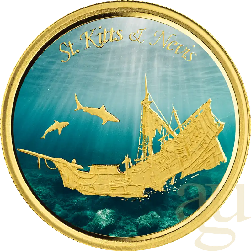 1 Unze Goldmünze EC8 St. Kitts & Nevis - Shipwreck 2021 - coloriert Jetzt Bestellen
