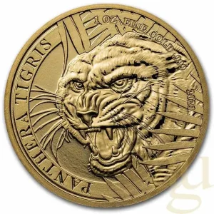 Ab Werk 1 Unze Goldmünze Laos Tiger 2021