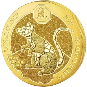 Großhandel 1 Unze Goldmünze Ruanda Lunar Ratte 2020