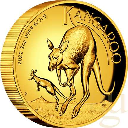 2 Unzen Goldmünze Australien Känguru 2022 - High Relief - polierte Platte Beliebt