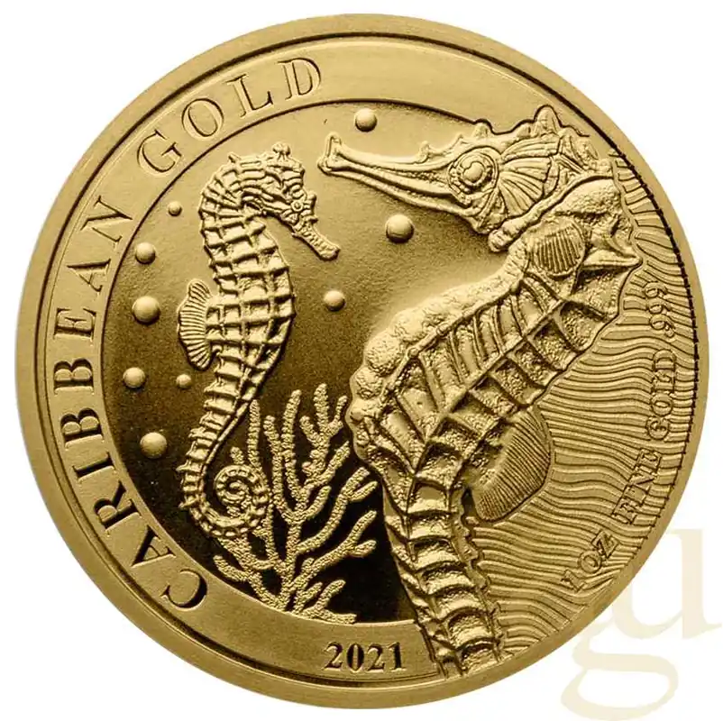 1 Unze Goldmünze Barbados Seepferdchen 2021 Must-Have