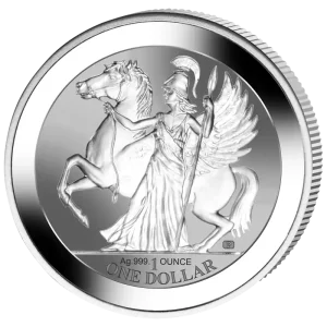 Preisreduziert 1 Unze Silbermünze Pegasus - Göttin Athene 2017 - Reverse Proof