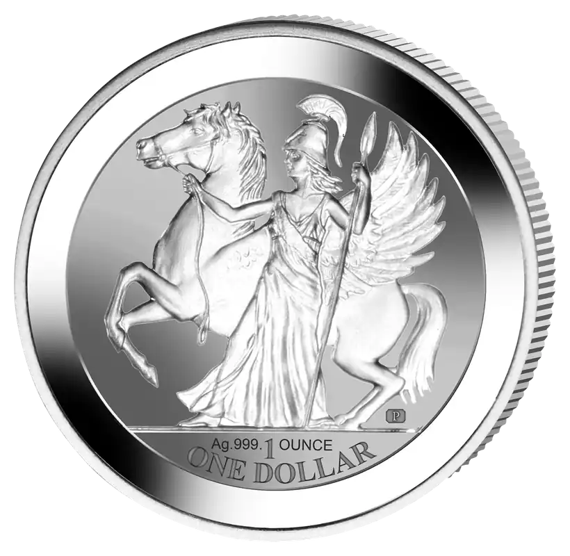 Preisreduziert 1 Unze Silbermünze Pegasus - Göttin Athene 2017 - Reverse Proof