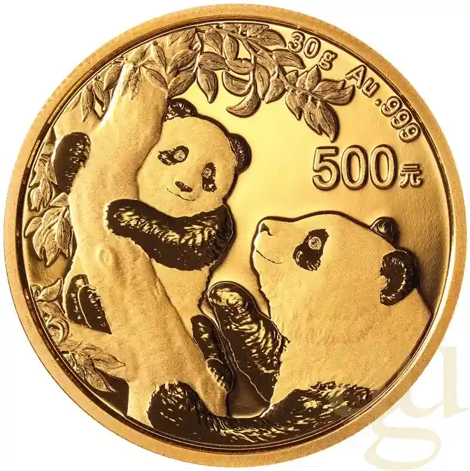 Echt 30 Gramm Goldmünze China Panda 2021