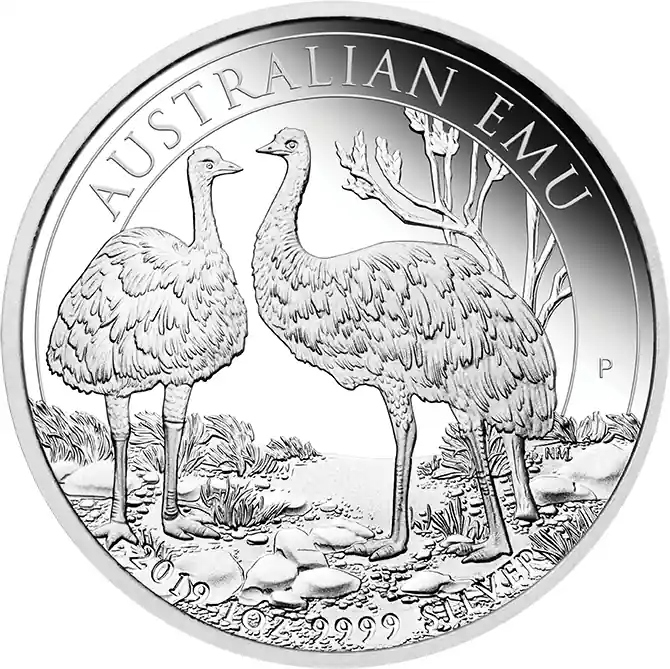 1 Unze Silbermünze Australien Emu 2019 - polierte Platte Exklusiv