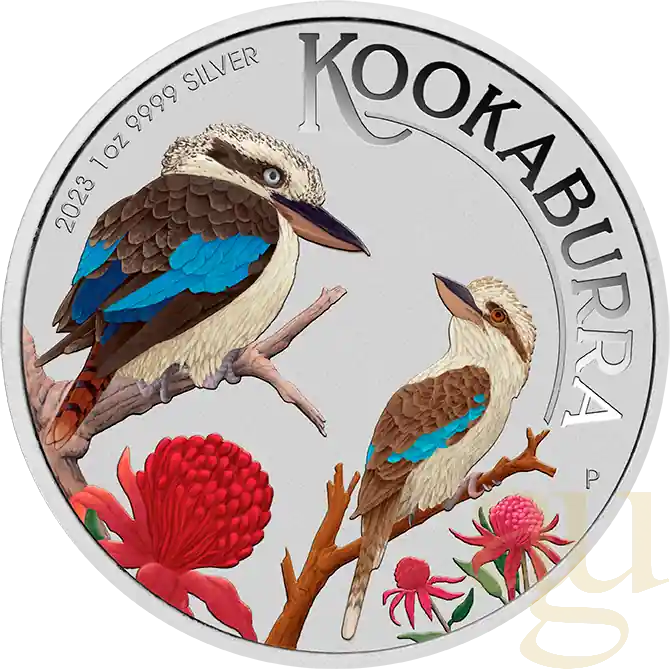 Sichere Zahlung 1 Unze Silbermünze Australien Kookaburra 2023 WMF Berlin - coloriert