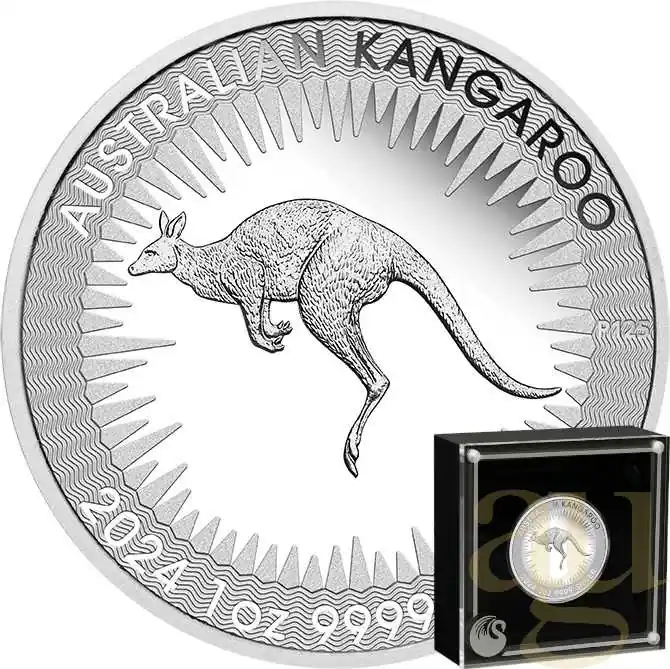 Kostenfreie Lieferung 1 Unze Silbermünze Australien Känguru 2024 - King Charles Observe Proof