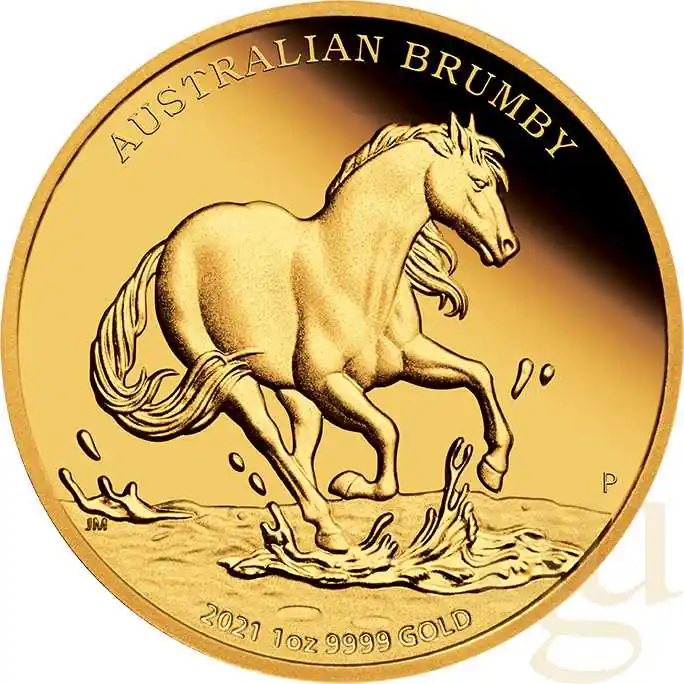 Jetzt Kaufen 1 Unze Goldmünze Australien Brumby 2021 - polierte Platte