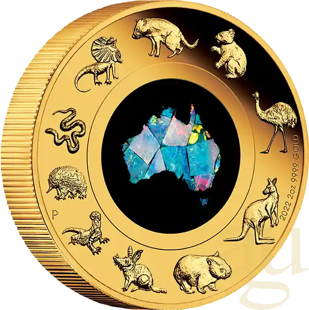 Neuheit 2 Unzen Goldmünze Australien Opal Great Southern Land 2022 proof
