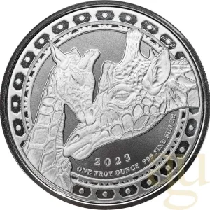 Nur Für Kurze Zeit 1 Unze Silbermünze Republic of Guinea Ecuatorial Giraffe 2023