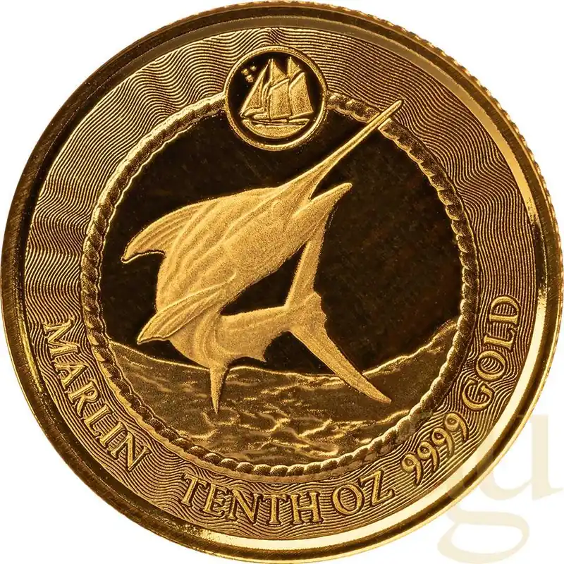 1/10 Unze Goldmünze Cayman Islands Marlin Speerfisch 2023 Hochwertig