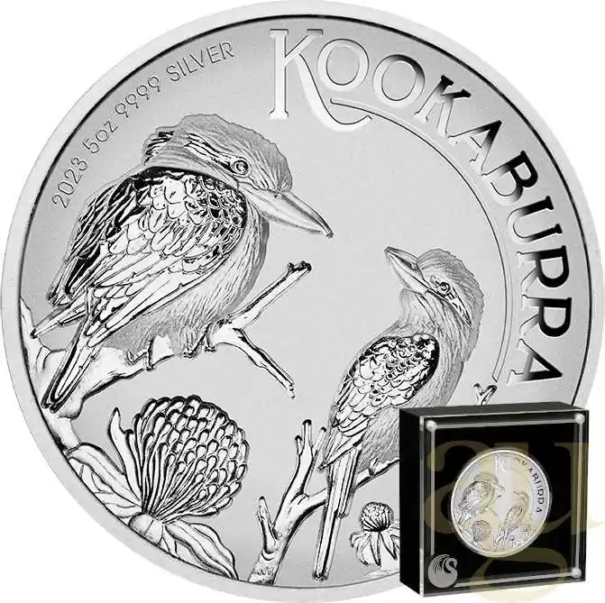 Direktkauf 5 Unzen Silbermünze Australien Kookaburra 2023 - Incused Coin