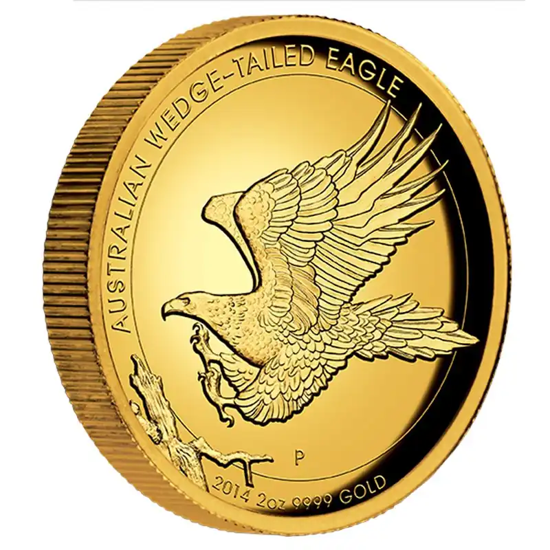 2 Unzen Goldmünze Australien Wedge Tailed Eagle 2014 proof - high Relief Prägung Geld-Zurück-Garantie