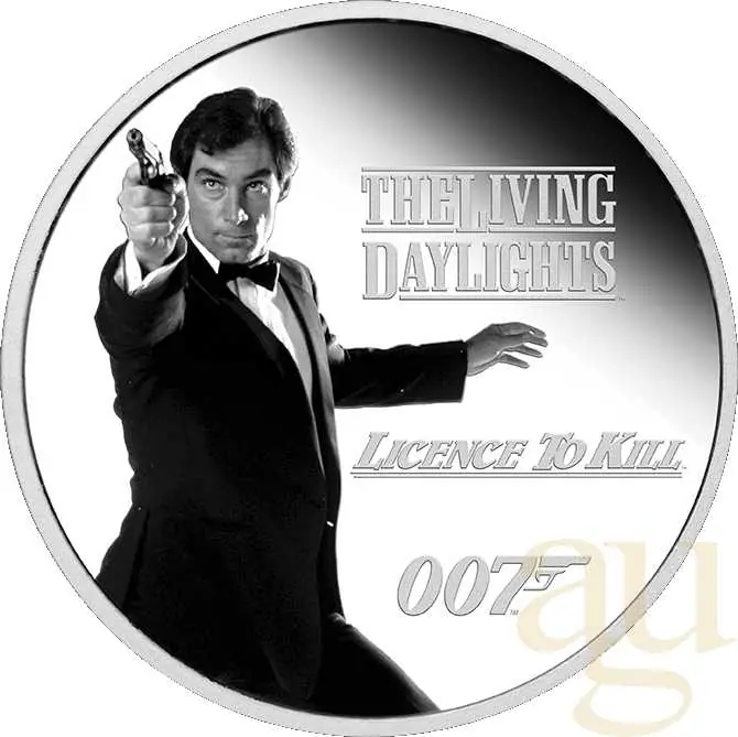 1 Unze Silbermünze Tuvalu James Bond 007 - Timothy Dalton 2023 - Proof coloriert Sonderangebot