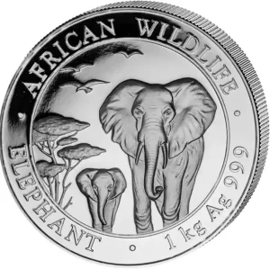 1 Kilogramm Silbermünze Somalia Elefant 2015 Kostenloser Rückversand