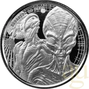 1/2 Unze Silbermünze Afrika Ghana Alien 2023 Direkt Vom Hersteller